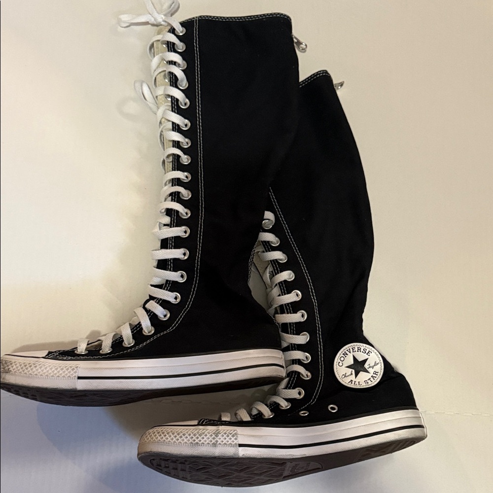 Converse Women's Black Lace-Up Knee-High Boots - Picture 6 of 9